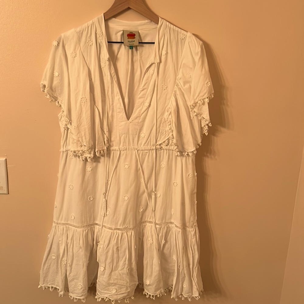 Farm Rio Dress off white 3d flower mini